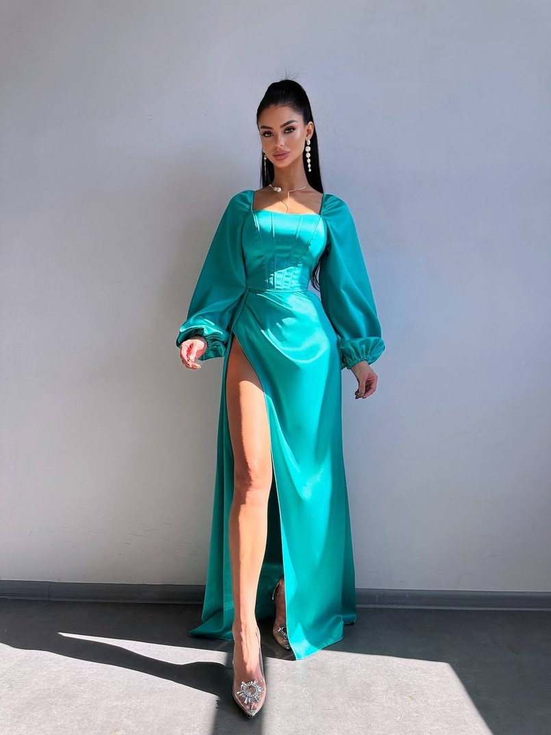 Атласний комплект: корсет + спідниця максі з драпіруванням Атласний комплект: корсет + спідниця максі з драпіруванням | PUSHKA SHOP