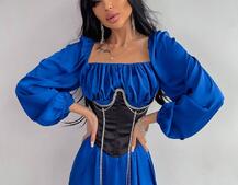 Приталена сукня з шовку  + корсет декорований стразами  Ручна робота  Приталена сукня з шовку  + корсет декорований стразами  Ручна робота  | PUSHKA SHOP