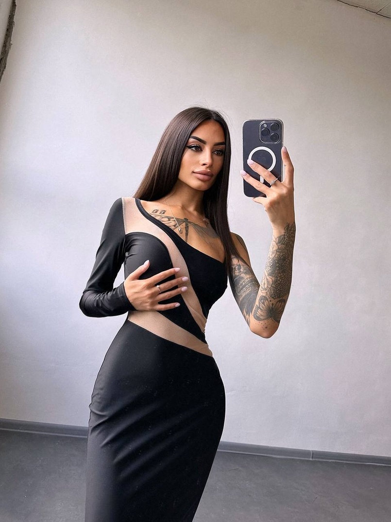 Сукня міді  із вставками сітки  Сукня міді  із вставками сітки  | PUSHKA SHOP