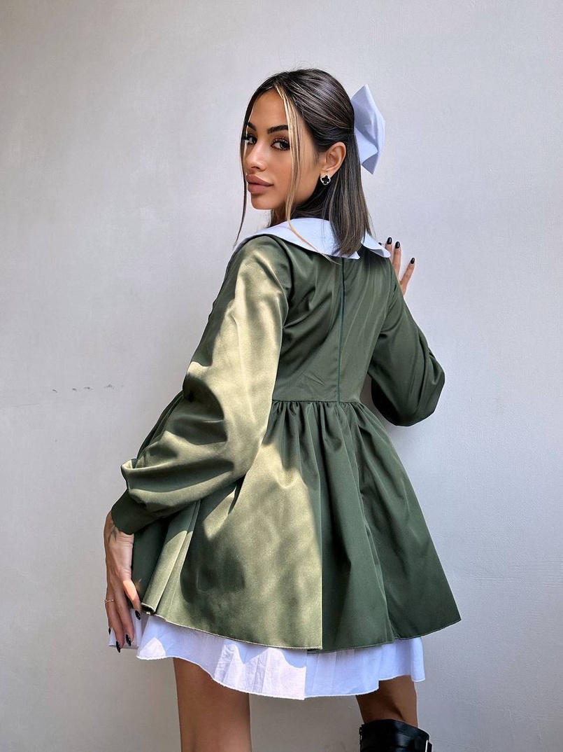 Котонова сукня з комірцем + бант  Котонова сукня з комірцем + бант  | PUSHKA SHOP