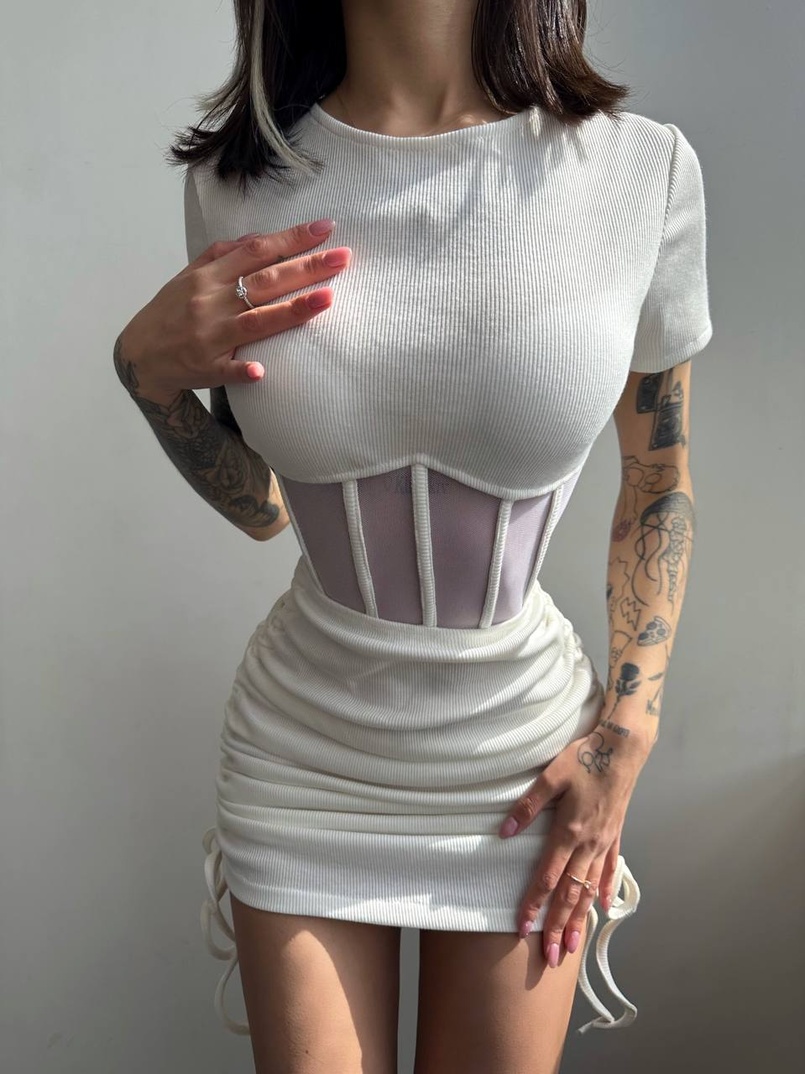 Сукня-міні  з елементами корсету  Довжину спідниці можна регулювати  | PUSHKA SHOP