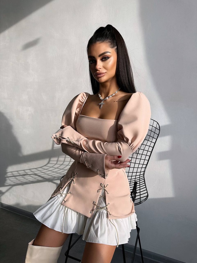 Сукня з об'ємними рукавами + спідниця з воланами | PUSHKA SHOP