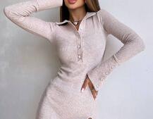 Трикотажна сукня з комірцем  | PUSHKA SHOP