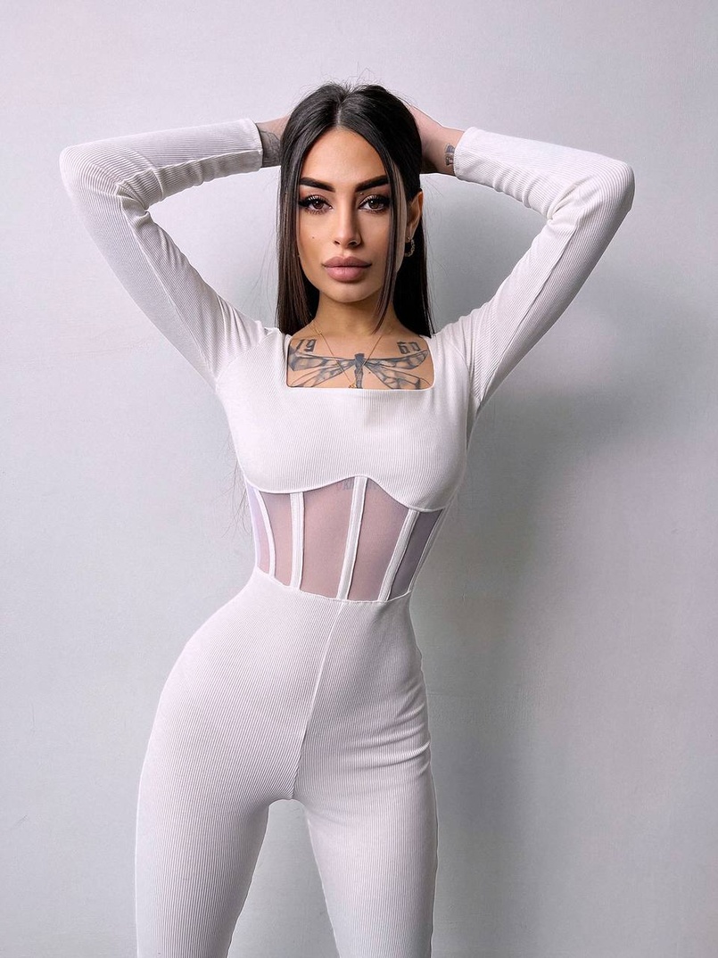 Облягаючий трикотажний комбінезон з елементами корсету  Облягаючий трикотажний комбінезон з елементами корсету  | PUSHKA SHOP