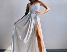 Сяюча сукня максі  зі шнурівкою на спинці Сяюча сукня максі  зі шнурівкою на спинці | PUSHKA SHOP