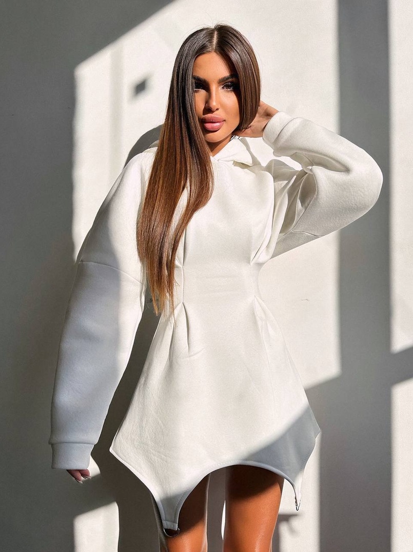 Тепле приталене худі з капюшоном на флісі + корсет на шнурівці Можна носити з корсетом та без | PUSHKA SHOP