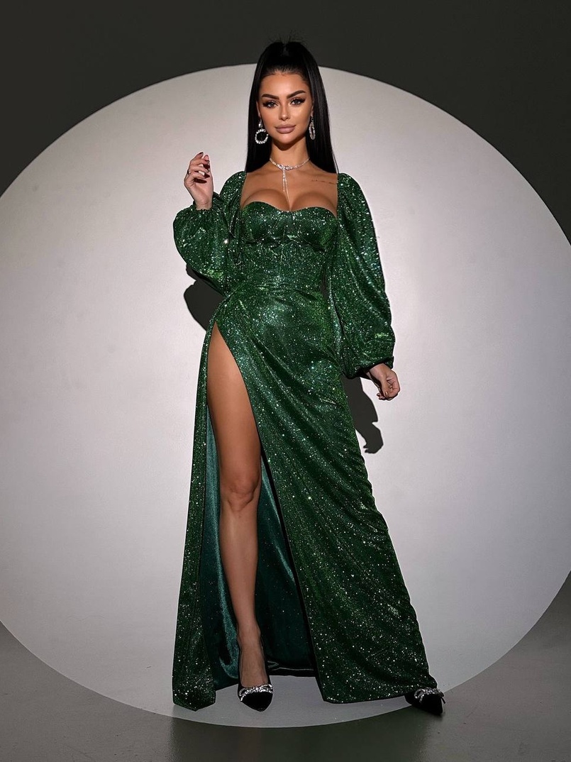 Сяючий комплект: корсет  + спідниця  максі з драпіруванням | PUSHKA SHOP