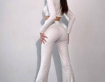 Комплект : штани кльош і топ декорований шнурком зі стразами  Комплект : штани кльош і топ декорований шнурком зі стразами  | PUSHKA SHOP