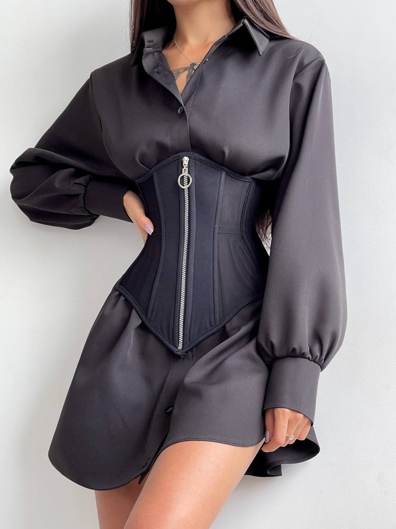 Приталена сорочка + корсет з блискавкою  Приталена сорочка + корсет з блискавкою  | PUSHKA SHOP