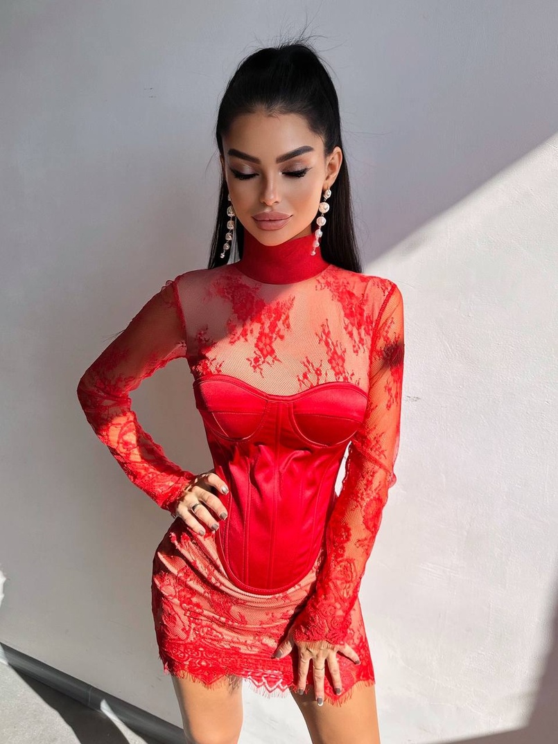 Комплект: мереживна сукня міні + корсет Комплект: мереживна сукня міні + корсет | PUSHKA SHOP