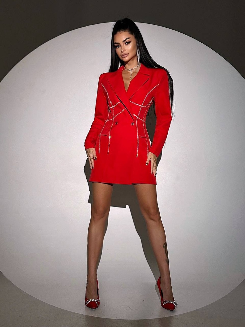 Сукня-піджак, декорована стразами Ручна робота Сукня-піджак, декорована стразами Ручна робота | PUSHKA SHOP