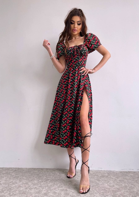 Сукня- міді  з принтом  | PUSHKA SHOP