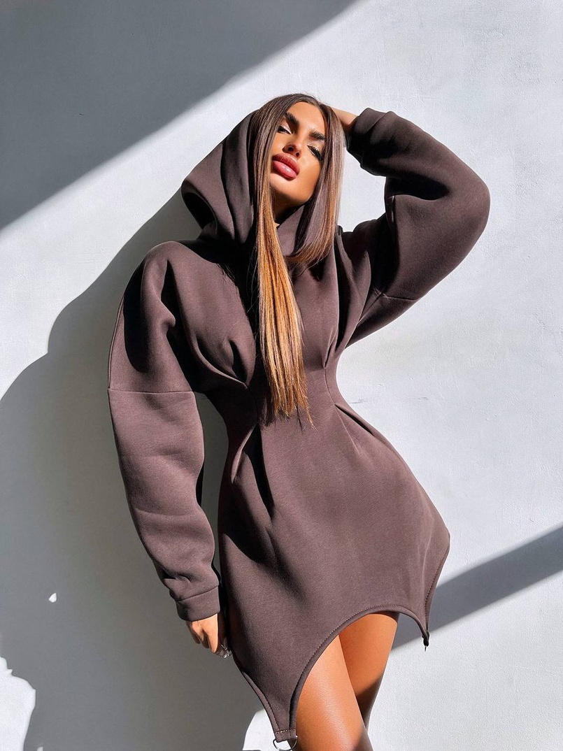 Тепле приталене худі з капюшоном на флісі + корсет на шнурівці Можна носити з корсетом та без | PUSHKA SHOP