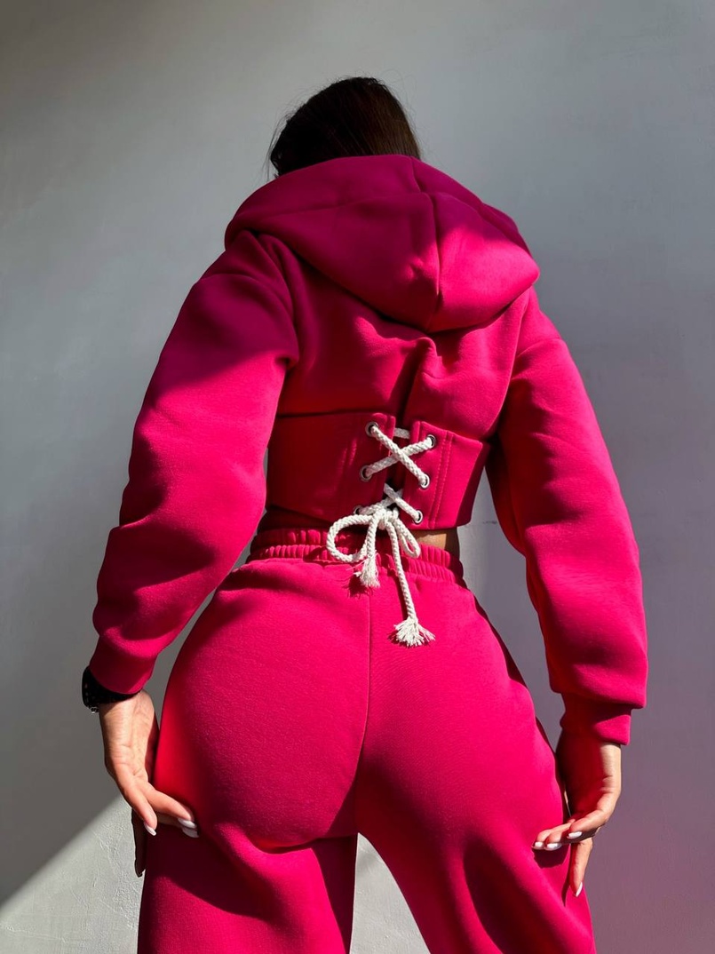 Комплект на флісі : худі з елементами корсету + штани  Комплект на флісі : худі з елементами корсету + штани  | PUSHKA SHOP