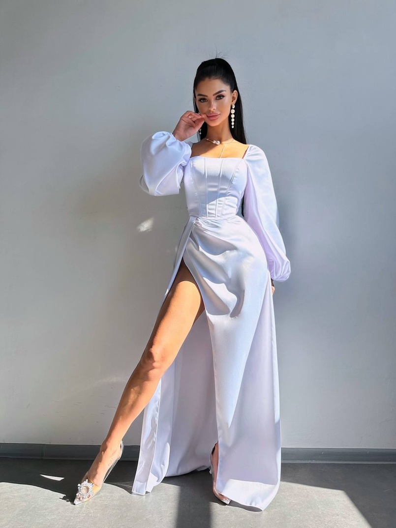 Атласний комплект: корсет + спідниця максі з драпіруванням Атласний комплект: корсет + спідниця максі з драпіруванням | PUSHKA SHOP