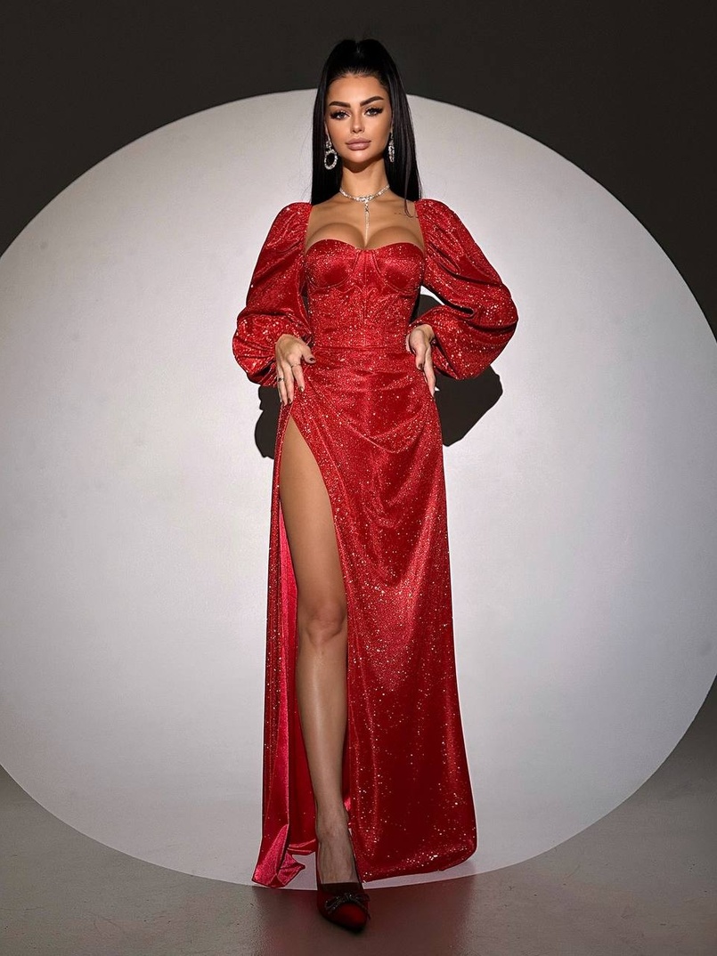 Сяючий комплект: корсет  + спідниця  максі з драпіруванням | PUSHKA SHOP