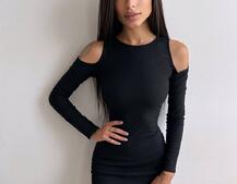 Трикотажне плаття міні з відкритими плечима та шнурівкою по спинці Трикотажне плаття міні з відкритими плечима та шнурівкою по спинці | PUSHKA SHOP