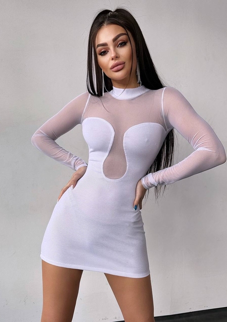 Трикотажна сукня з вставками сітки | PUSHKA SHOP