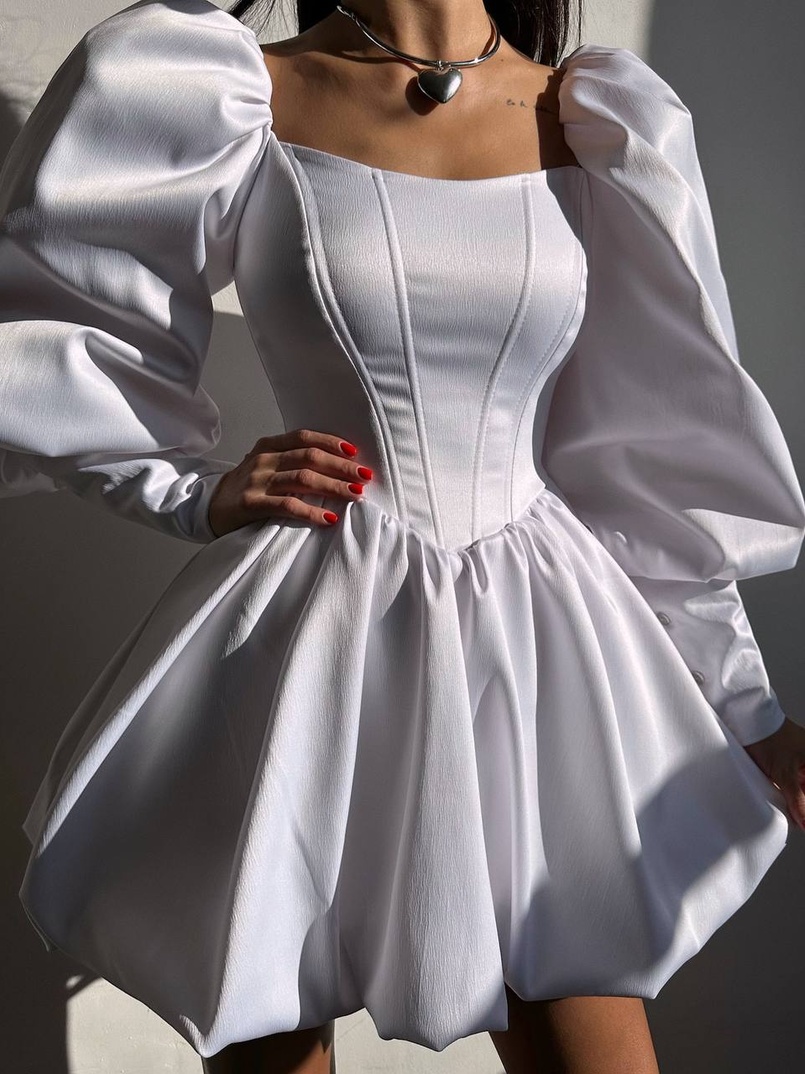 Сукня з обʼємними рукавами та спідницею балоном  Сукня з обʼємними рукавами та спідницею балоном  | PUSHKA SHOP