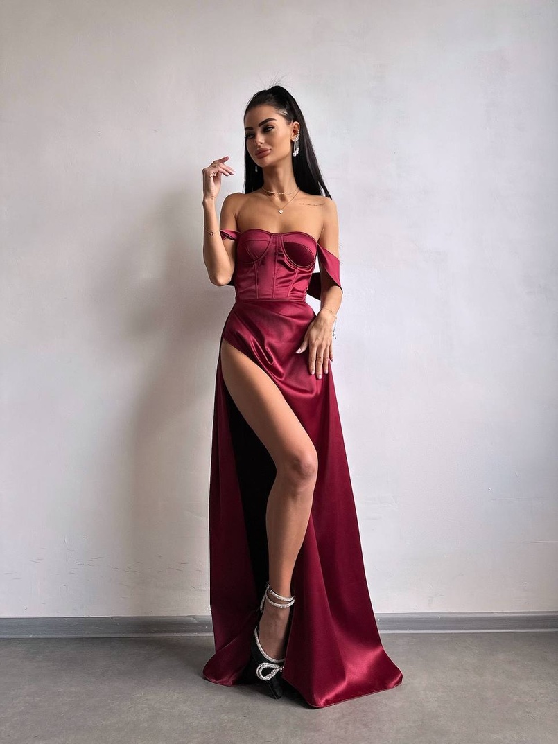 Атласний комплект: корсет бюстʼє + спідниця максі  | PUSHKA SHOP