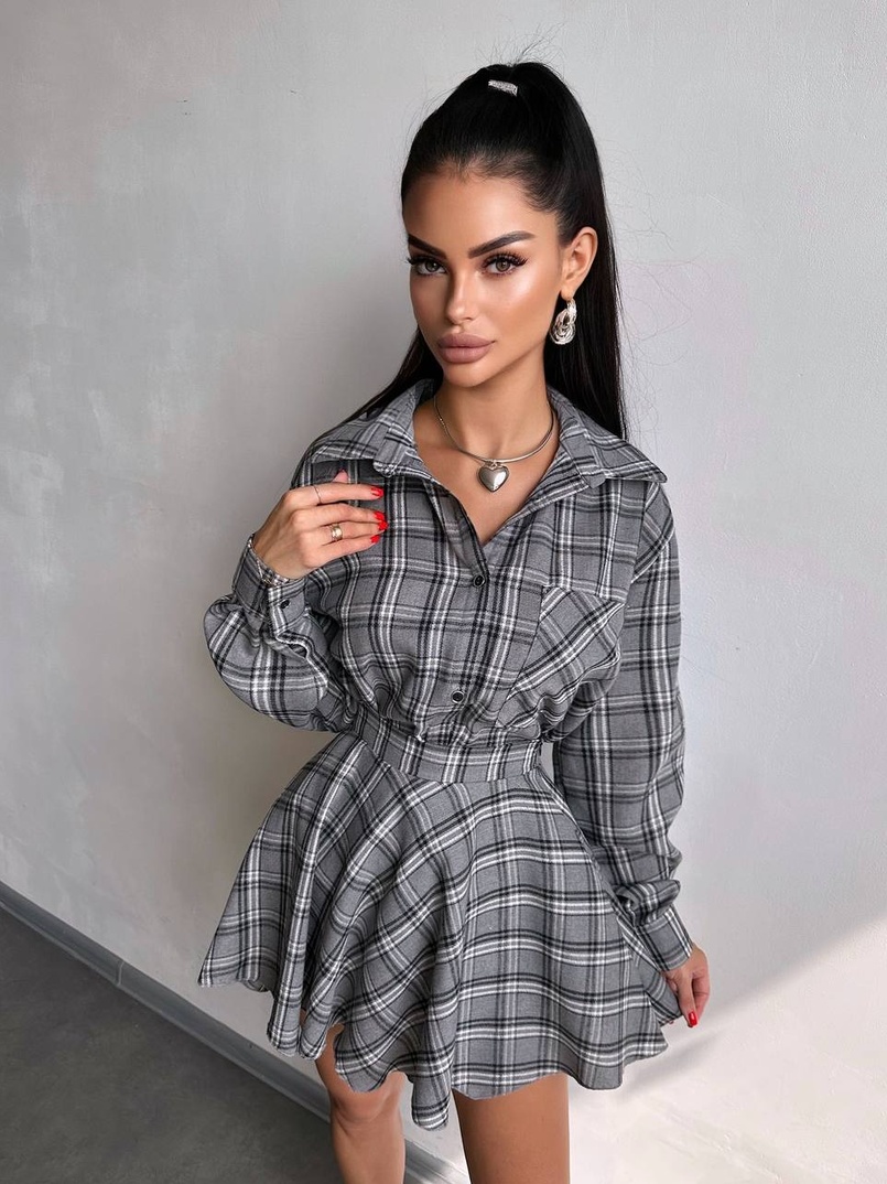 Комплект: сорочка + спідниця у клітинку  Комплект: сорочка + спідниця у клітинку  | PUSHKA SHOP