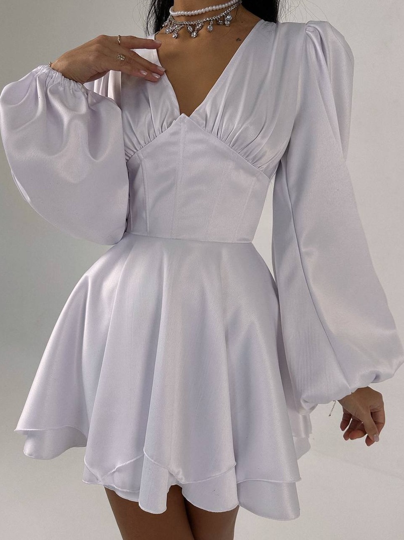 Атласна корсетна сукня  з пишною подвійною спідницею  | PUSHKA SHOP