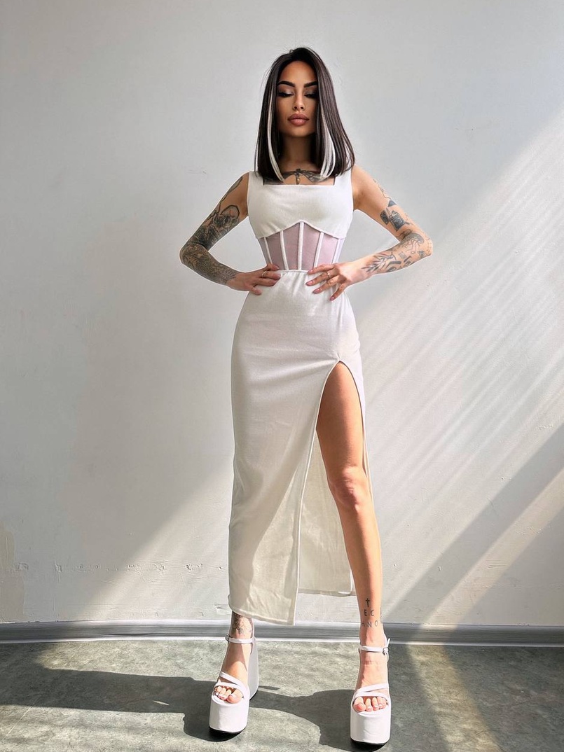 Сукня-міді  з елементами корсету   Сукня-міді  з елементами корсету   | PUSHKA SHOP