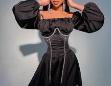 Приталена сукня з шовку  + корсет декорований стразами  Ручна робота  Приталена сукня з шовку  + корсет декорований стразами  Ручна робота  | PUSHKA SHOP