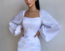 Атласний  комплект: корсет + спідниця з драпіруванням | PUSHKA SHOP