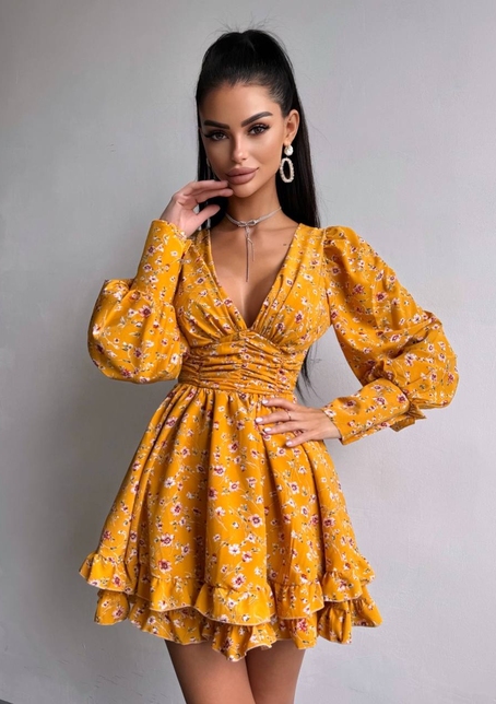 Сукня міні з пишною спідницею та драпіруванням на талії Сукня міні з пишною спідницею та драпіруванням на талії | PUSHKA SHOP