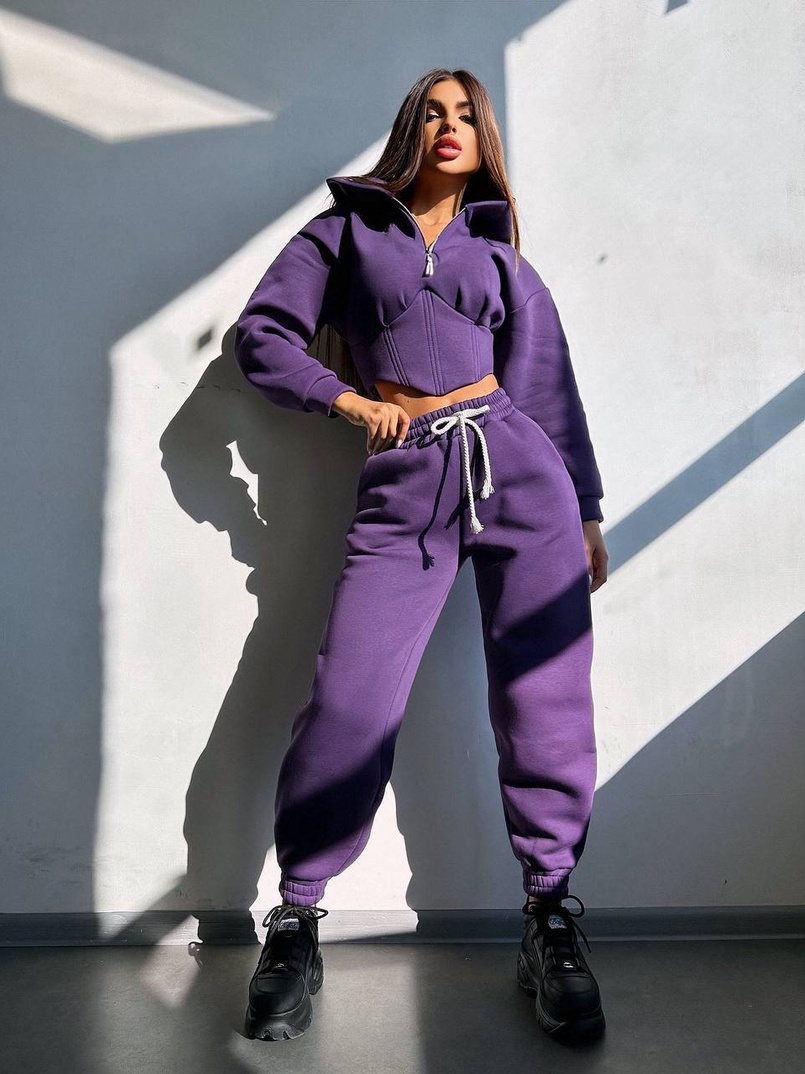 Комплект на флісі : худі з елементами корсету + штани  Комплект на флісі : худі з елементами корсету + штани  | PUSHKA SHOP