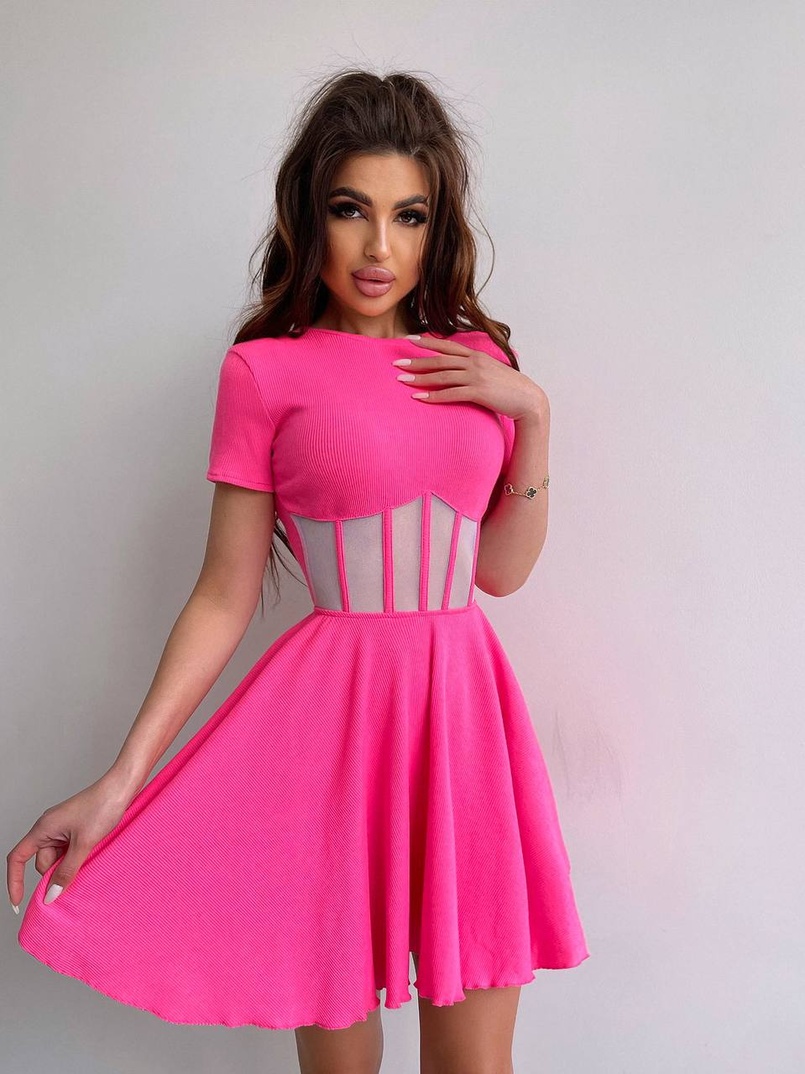 Сукня-міні  з елементами корсету  та спідницею солнцем Сукня-міні  з елементами корсету  та спідницею солнцем | PUSHKA SHOP