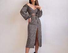 Комплект: топ із зав'язками на талії + спідниця міді з розрізом | PUSHKA SHOP