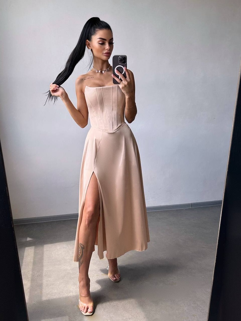 Корсетна сукня міді  | PUSHKA SHOP