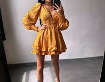 Сукня міні з пишною спідницею та драпіруванням на талії Сукня міні з пишною спідницею та драпіруванням на талії | PUSHKA SHOP