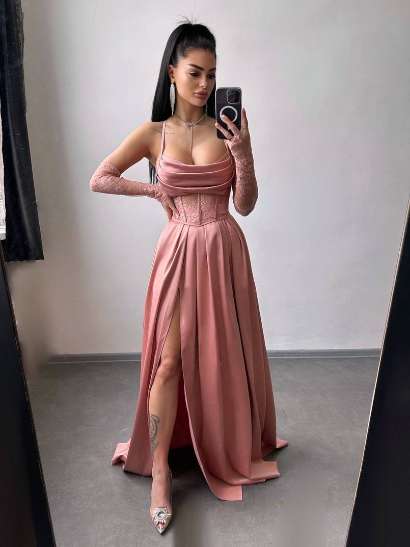 Атласний комплект: корсет + спідниця максі Атласний комплект: корсет + спідниця максі | PUSHKA SHOP