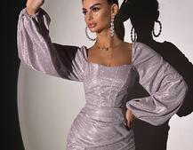 Сяючий комплект: корсет + спідниця міні з драпіруванням  | PUSHKA SHOP