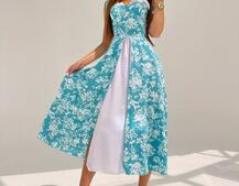 Сукня міді з чашечками в квітковий принт  | PUSHKA SHOP