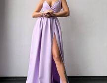 Сукня максі на тонких бретелях з розрізом на спідниці  Сукня максі на тонких бретелях з розрізом на спідниці  | PUSHKA SHOP