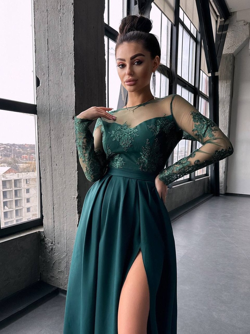 Сукня максі з мереживом  | PUSHKA SHOP