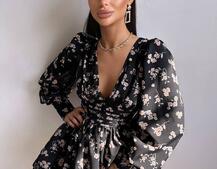 Сукня міні з пишною спідницею та драпіруванням на талії Сукня міні з пишною спідницею та драпіруванням на талії | PUSHKA SHOP