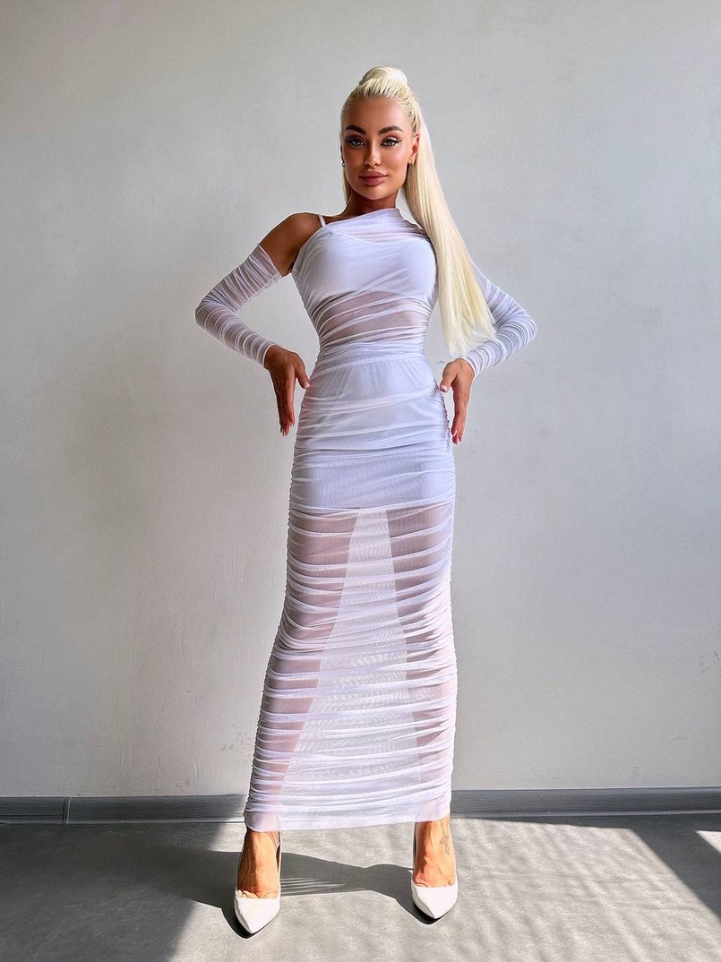 Сукня міді з драпіруванням   | PUSHKA SHOP