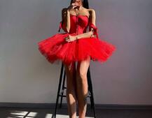 Атласна корсетна сукня міні з гачками та пишною фатиновою спідницею  Атласна корсетна сукня міні з гачками та пишною фатиновою спідницею  | PUSHKA SHOP