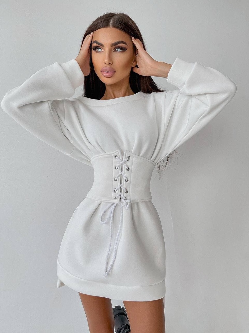 Худи на флисе + корсет на шнуровке  Худи на флисе + корсет на шнуровке  | PUSHKA SHOP