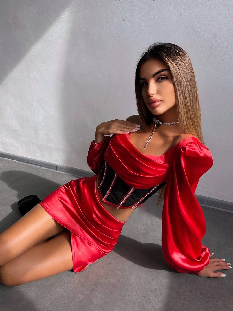 Комплект: корсет, декорований стразами   + спідниця міні з драпіруванням  Комплект: корсет, декорований стразами   + спідниця міні з драпіруванням  | PUSHKA SHOP