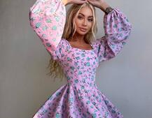 Сукня міні з квітковим принтом, корсетним верхом та подвійною спідницею  Сукня міні з квітковим принтом, корсетним верхом та подвійною спідницею  | PUSHKA SHOP