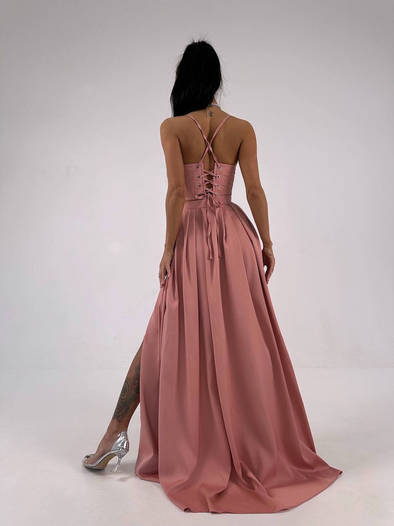 Атласний комплект: корсет + спідниця максі  | PUSHKA SHOP