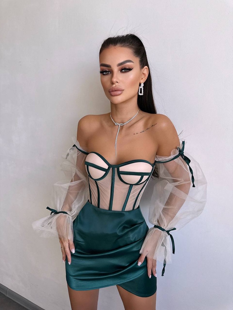 Атласний  комплект: корсет + спідниця  Атласний  комплект: корсет + спідниця  | PUSHKA SHOP