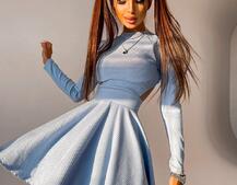 Приталенное трикотажное платье с открытой спинкой  Приталенное трикотажное платье с открытой спинкой  | PUSHKA SHOP