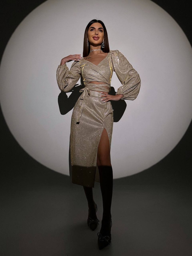 Сяючий комплект: топ  + спідниця  Сяючий комплект: топ  + спідниця  | PUSHKA SHOP